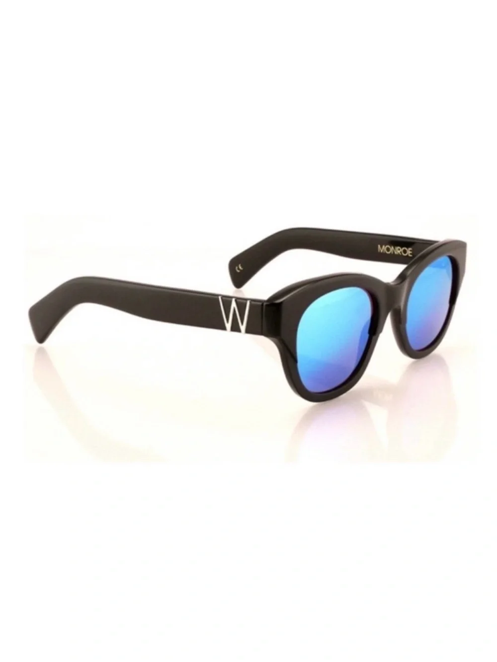 Wildfox Monroe Deluxe Sunglasses Black Blue Mirror Lens NWT